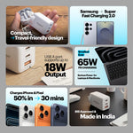 Numen 65W Multi Port 2 Type-C & 1 USB A Gan Fast Charger