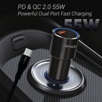 Spacething Speedo Car Charger 55W (with USB-C to USB-C Cable) Colour - Black