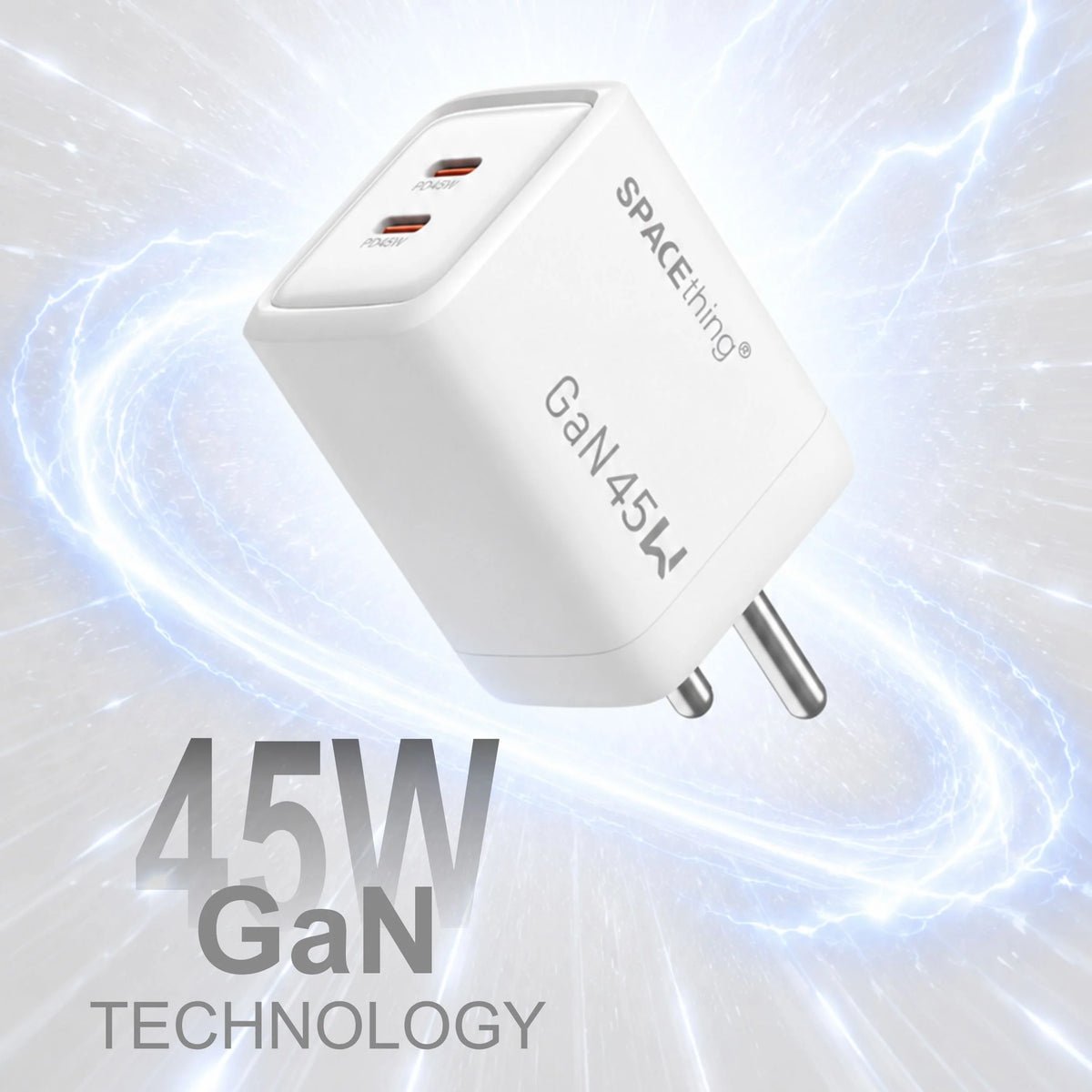 Spacething Prime GaN 45W 2C Fast Charger - White