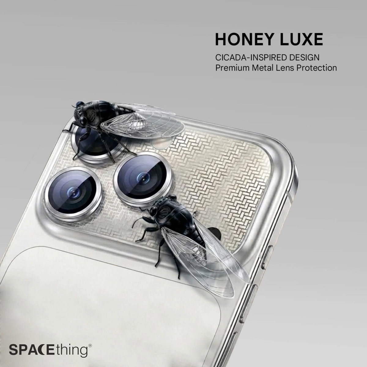 Spacething Titan PVD Gold-Plated Lens Protector (3D Texture Plating) -Black iPhone 18 Pro