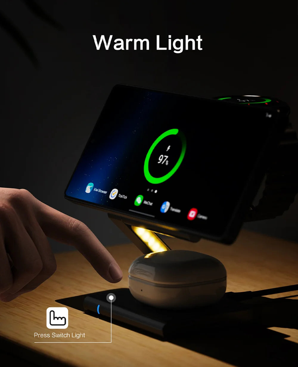 4-In-1Foldable Qi2-Certified Magsafe-Compatible Wireless Charger ( Titanium Black )