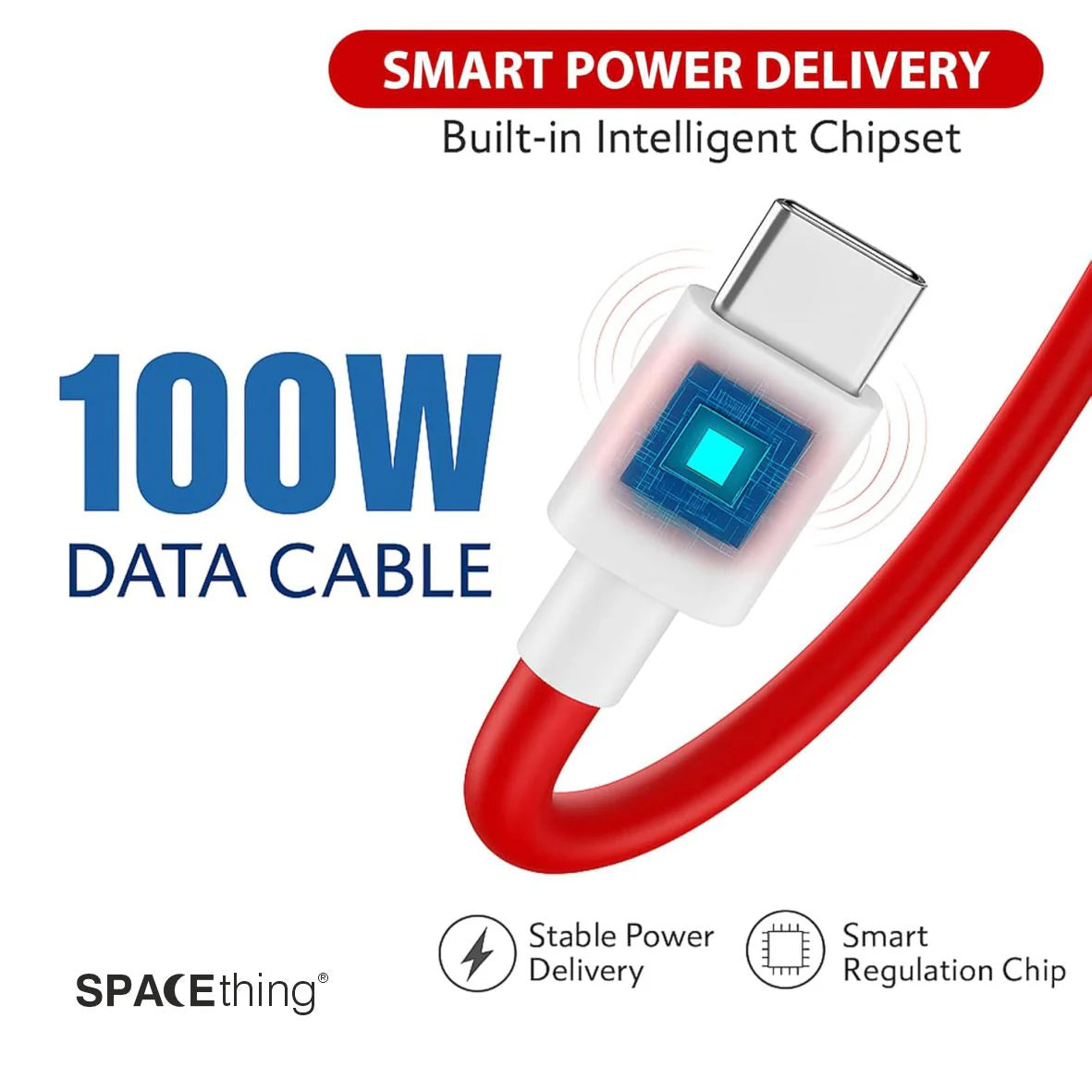 Spacething SuperVOOC 100W USB-A to Type-C Multi-Protocol Cable - Red