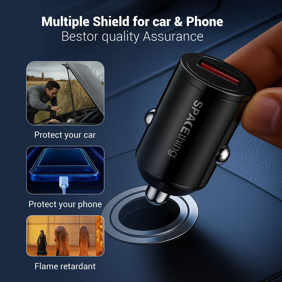 Spacething Speed Mini 48W Car Charger Colour - Black