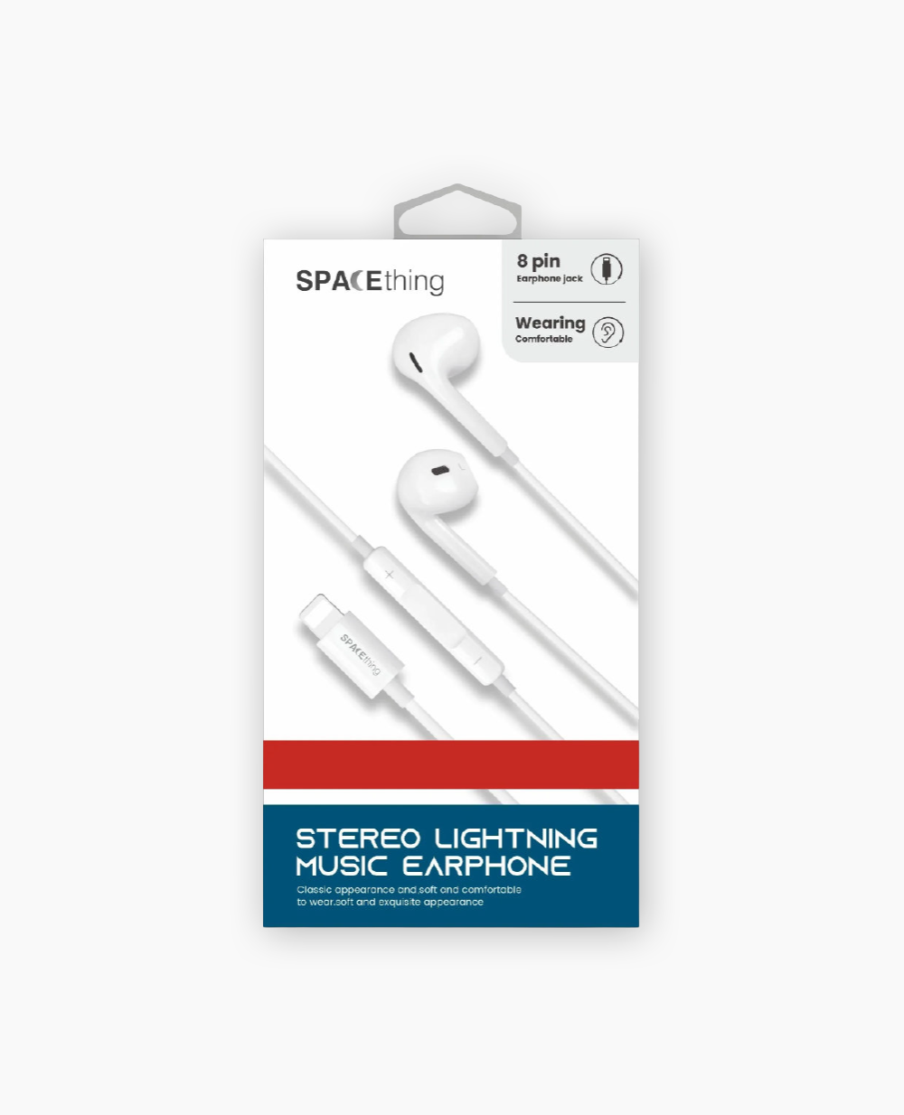 Spacething Stereo Lightning Music Earphones - White