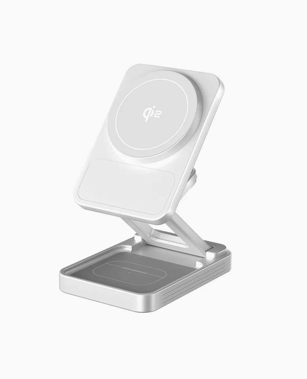 3-In-1Foldable Qi2-Certified Magsafe-Compatible Wireless Charger ( Titanium Silver )
