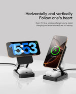 3-In-1Foldable Qi2-Certified Magsafe-Compatible Wireless Charger ( Titanium Grey )