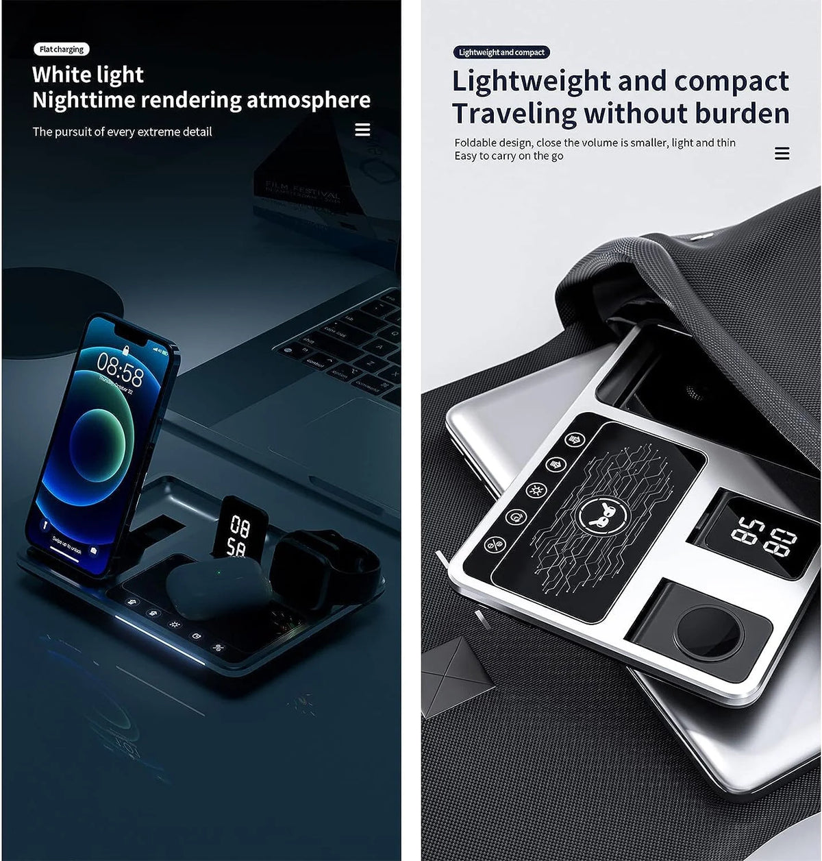 4-in-1 Wireless Charging Station with Touch Buttons