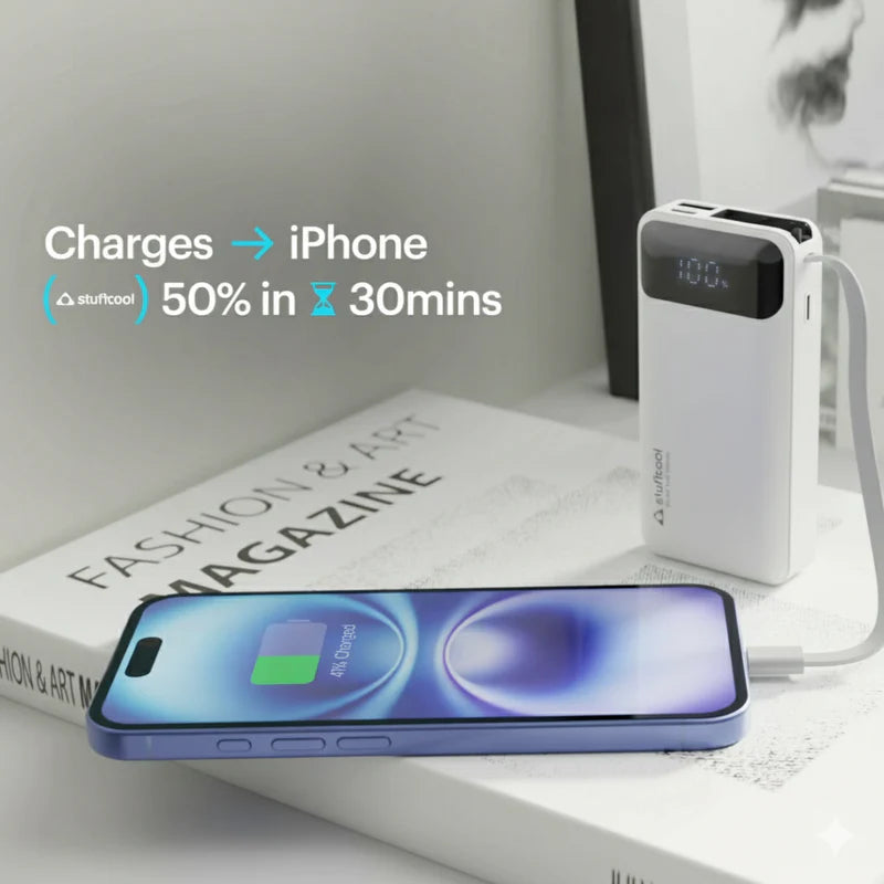 Mito Mini 10000mAh Powerbank with Built-in Type-C Cable and 22.5W Fast Charging