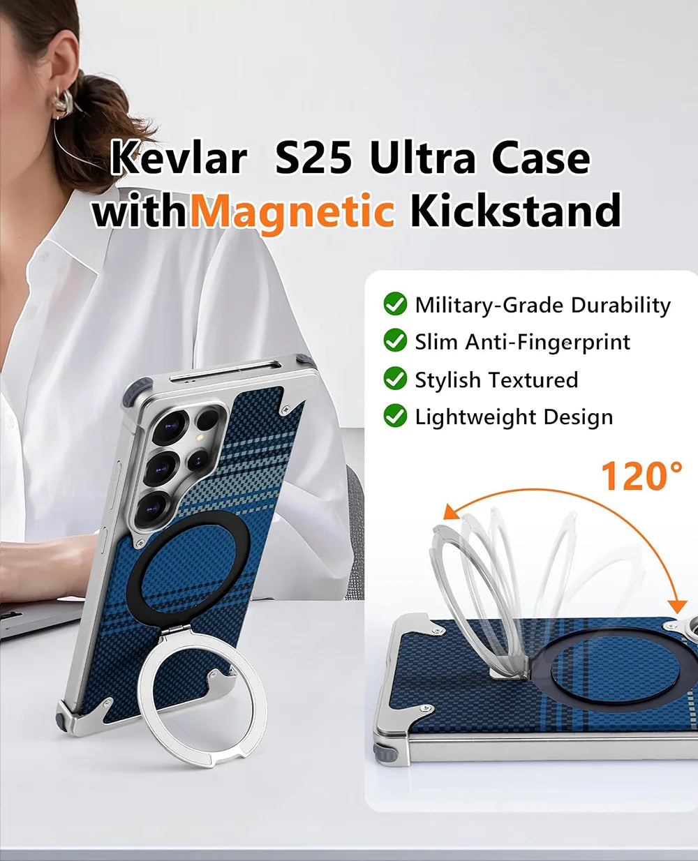 Metal Magsafe Real Aramid Carbon Case - Natural Samsung S25 Ultra