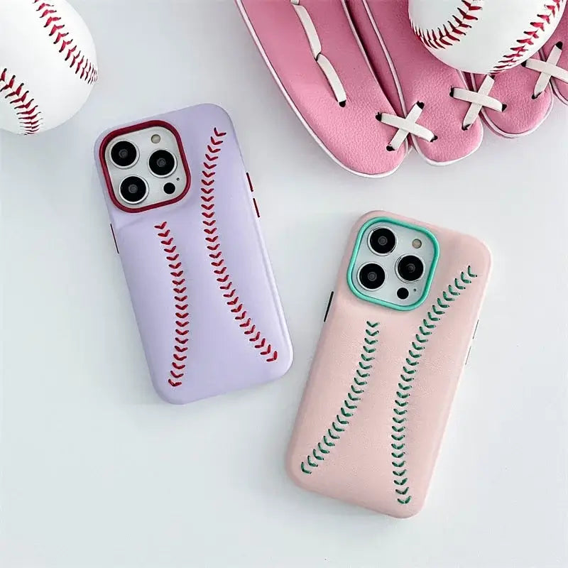 iPhone Baseball Leather Case - Pink