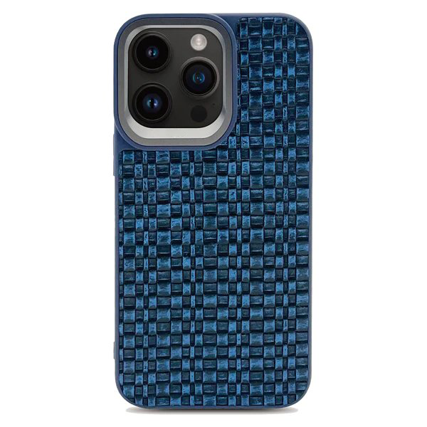Woven Leather Back Case - Blue
