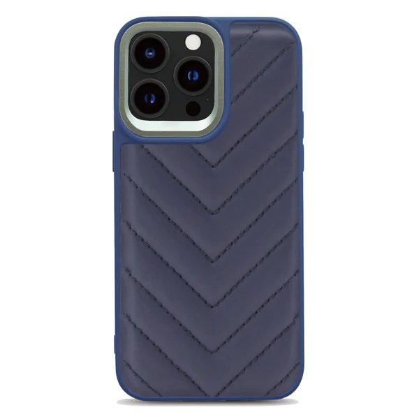 V Shape Leather Back Case - Blue