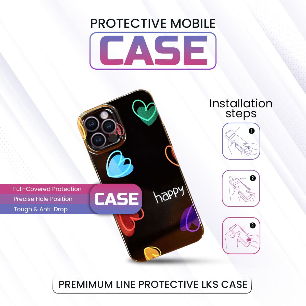 iPhone Happy Heart Printed Case