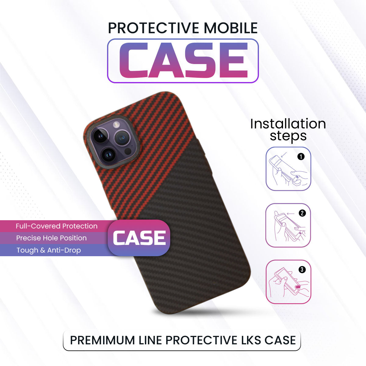 Real Aramid Carbon Fiber - Red & Black