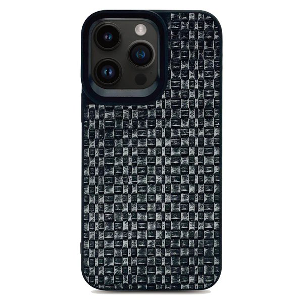 Woven Leather Back Case - Dark Grey