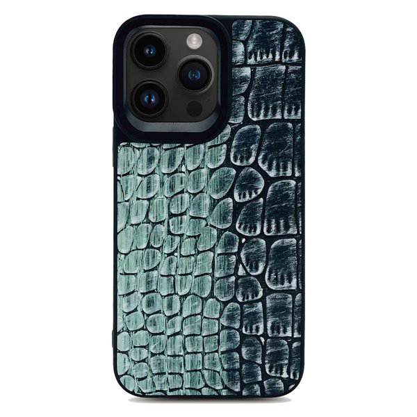 Dual Snake Leather Back Case - Green Grey