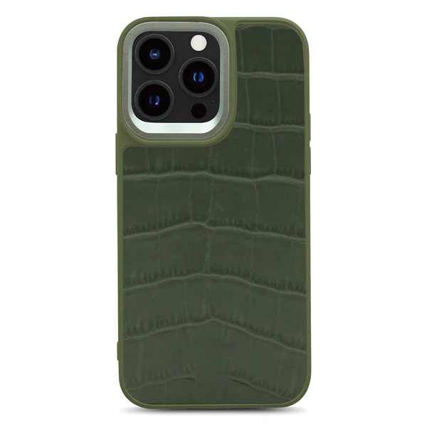 Croco Pattern Back Case - Olive