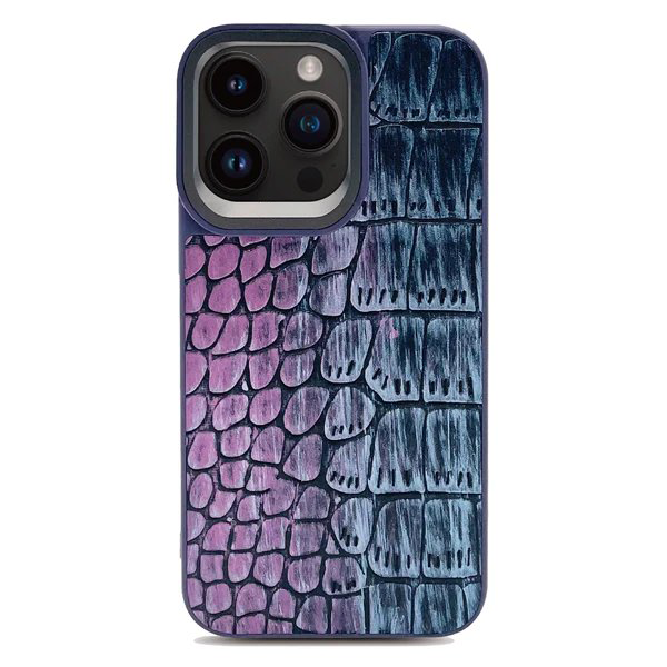 Dual Snake Leather Back Case - Purple Blue