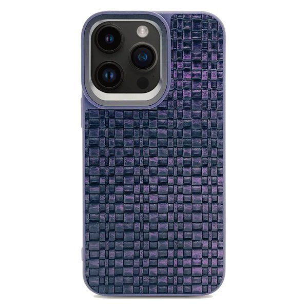 Woven Leather Back Case - Purple