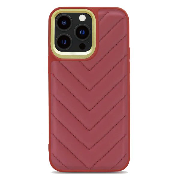 V Shape Leather Back Case - Red
