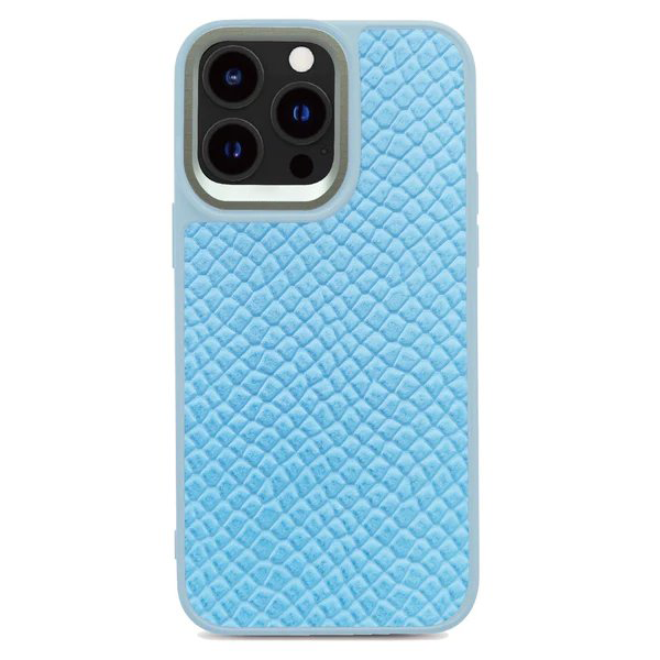 Leather Pearl Pattern Back Case - Sierra Blue