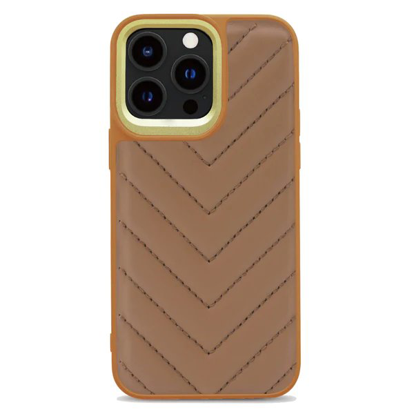 V Shape Leather Back Case - Tan