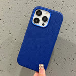 Deep Blue Leather Case With Metal Ring