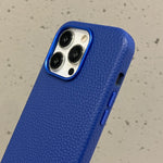 Deep Blue Leather Case With Metal Ring