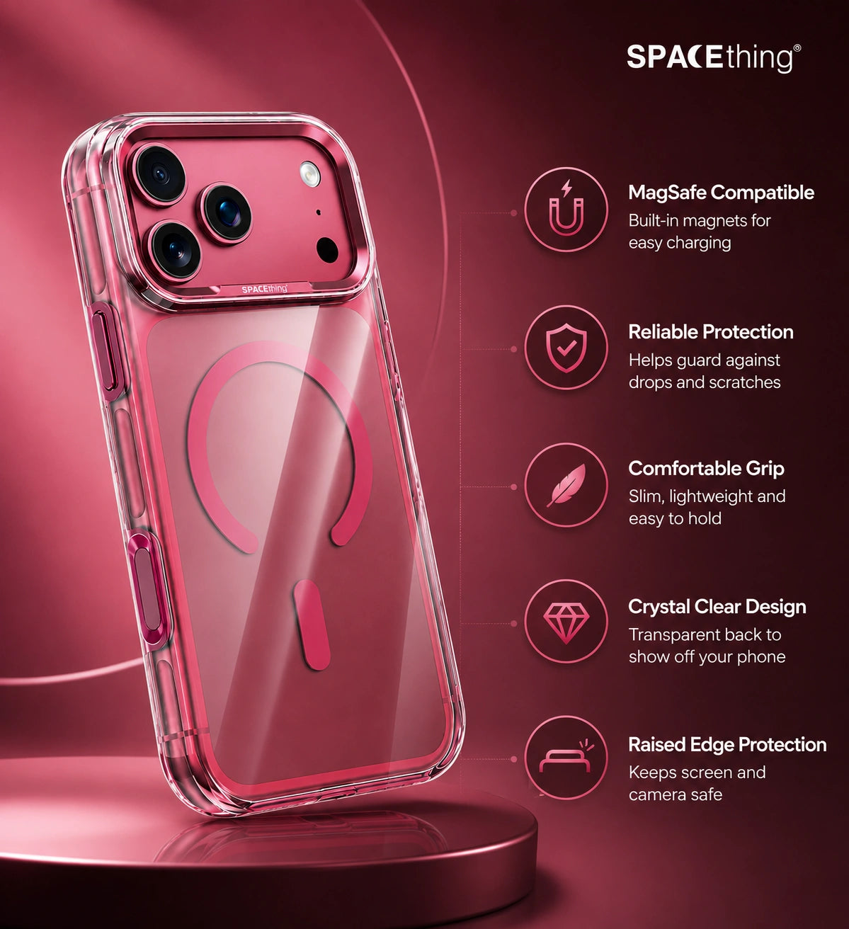 Spacething Armor MagSafe Case for iPhone 18 Pro - Burgundy