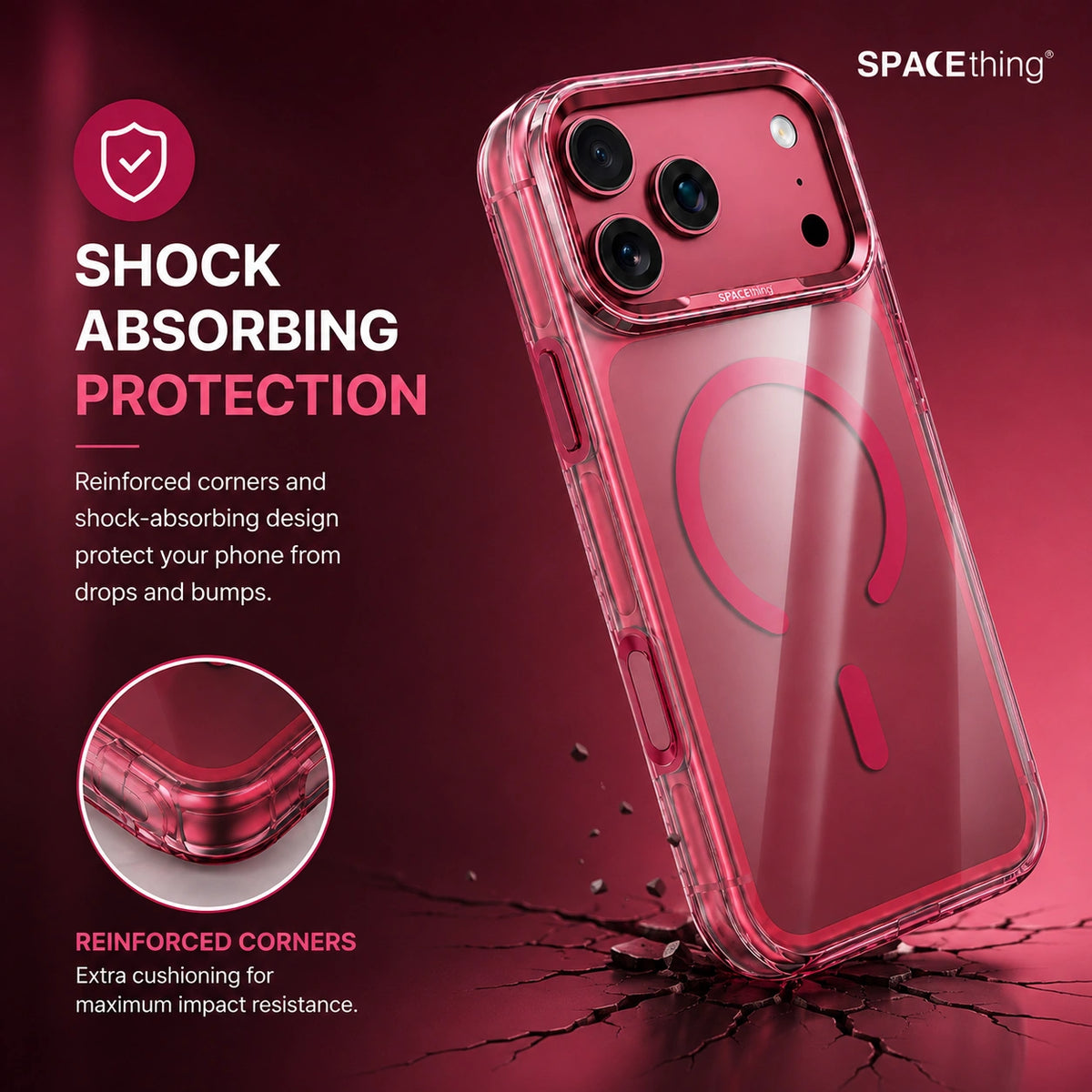 Spacething Armor MagSafe Case for iPhone 18 Pro - Burgundy