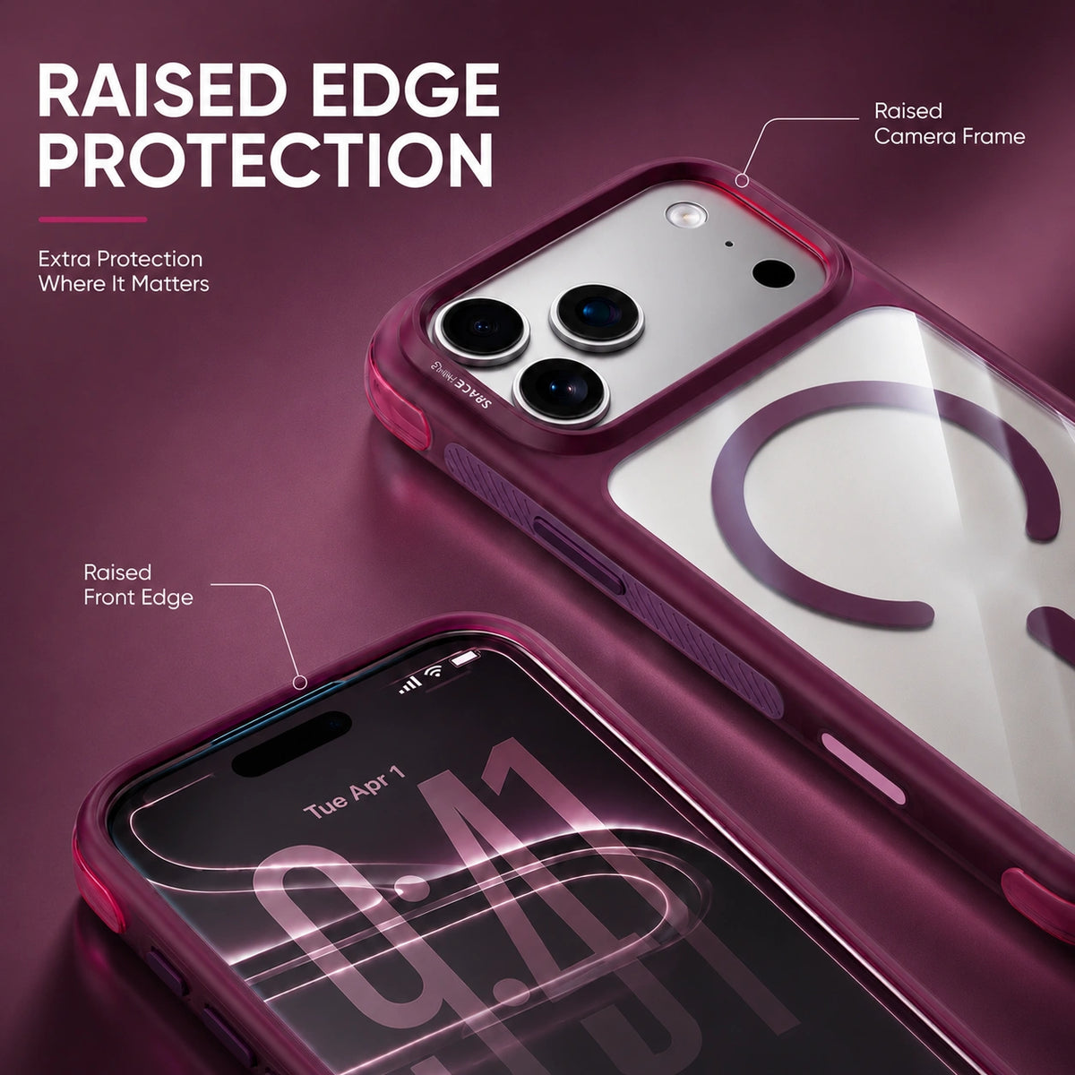 Spacething Fusion Guard MagSafe Case for iPhone 18 Pro - Burgundy