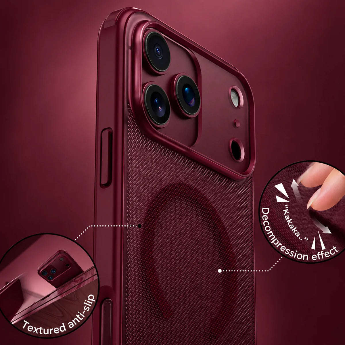 Spacething Snapmag MagSafe Case for iPhone 18 Pro - Burgundy