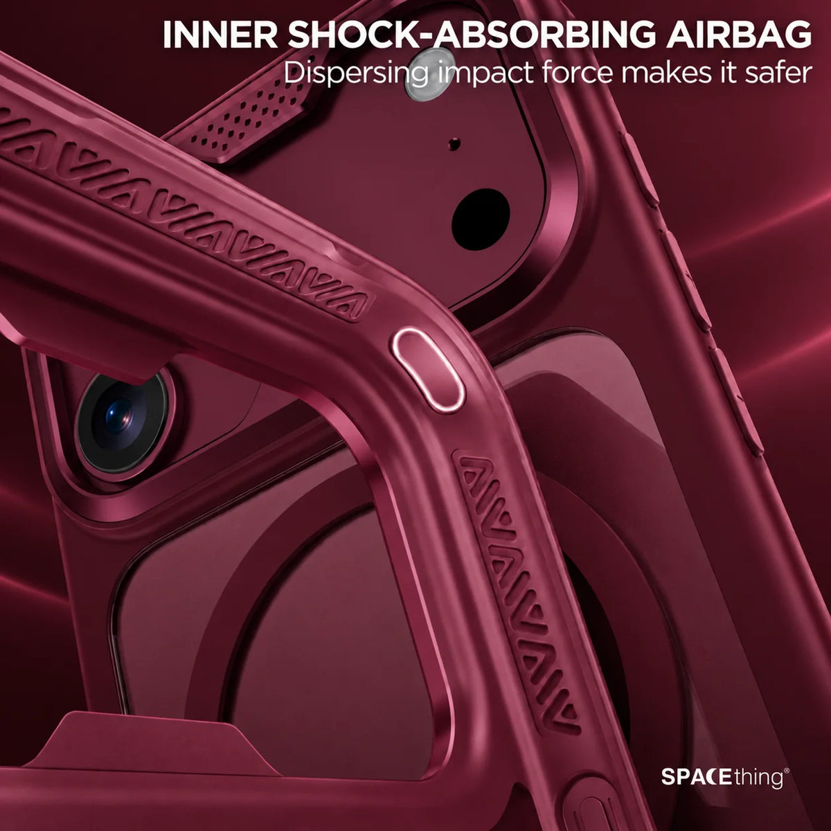 Spacething Titan Shield MagSafe Case for iPhone 18 Pro - Burgundy