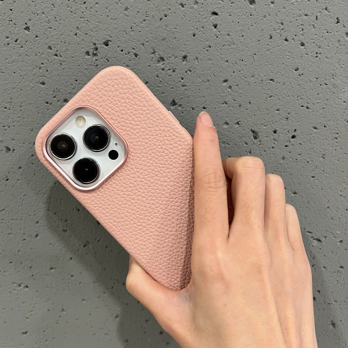 Pink Leather Case With Metal Ring