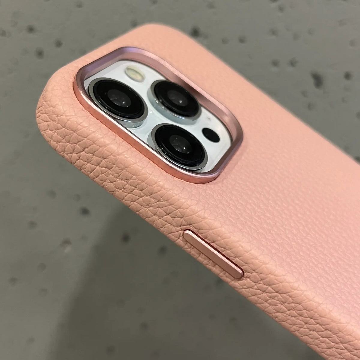 Pink Leather Case With Metal Ring