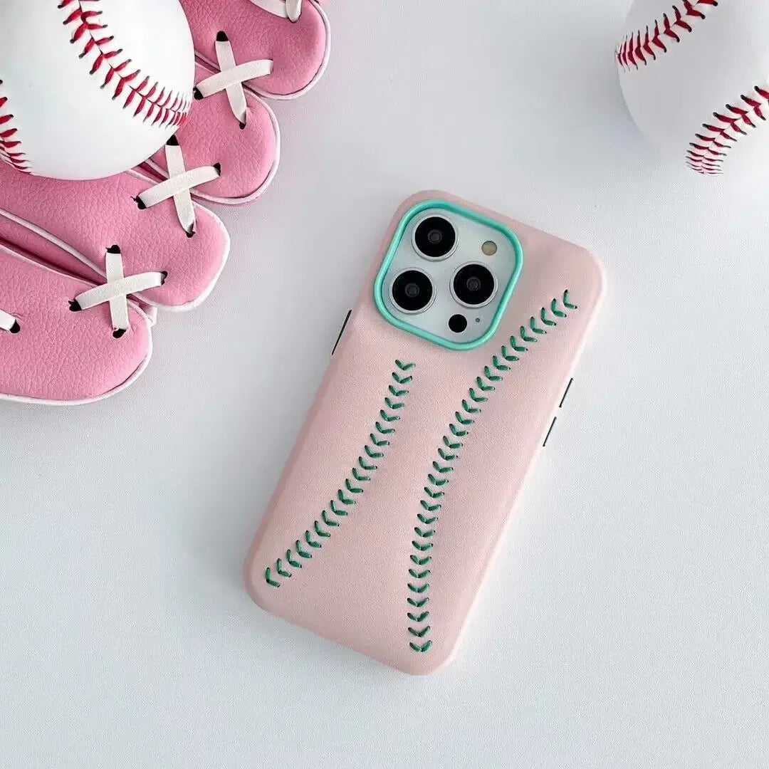 iPhone Baseball Leather Case - Pink