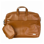 Spacething Helios Leather Laptop Bag With Free Tech Organiser Pouch | 13-14" Inches - Tan Brown