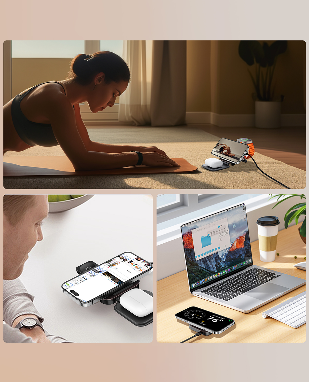 3-in-1 Foldable Magnetic with MagSafe Wireless Charger