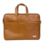 Spacething Helios Leather Laptop Bag With Free Tech Organiser Pouch | 13-14" Inches - Tan Brown