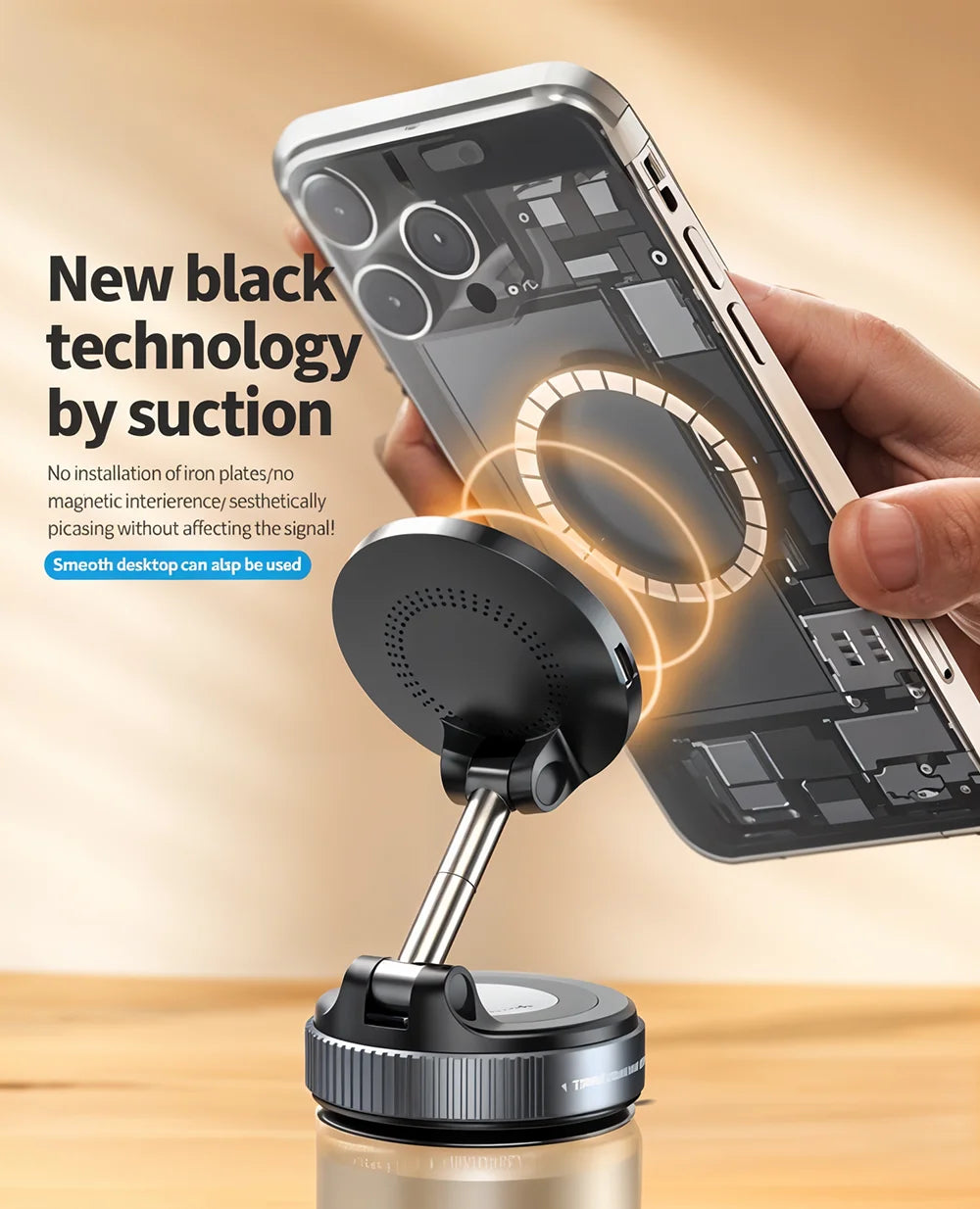 Vacuum Suction Magnetic Phone Mount 360°