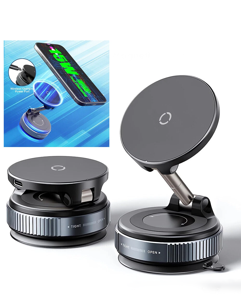 Vacuum Suction Magnetic Phone Mount 360°
