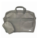 Spacething Helios Leather Laptop Bag With Free Tech Organiser Pouch | 13-14" Inches - Grey