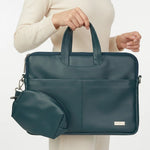 Spacething Helios Leather Laptop Bag With Free Tech Organiser Pouch | 13-14" Inches - Blue