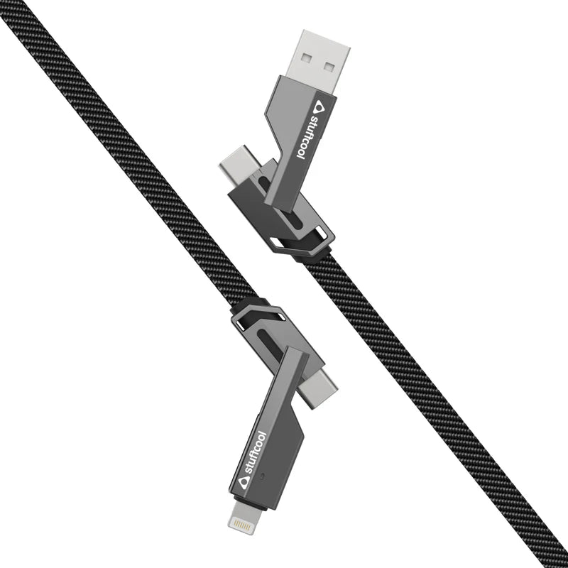 Quad Pro 4 in 1 Indestructible Cable 60W with lightning to type C, type C to C, lightning to USB A