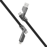 Quad Pro 4 in 1 Indestructible Cable 60W with lightning to type C, type C to C, lightning to USB A