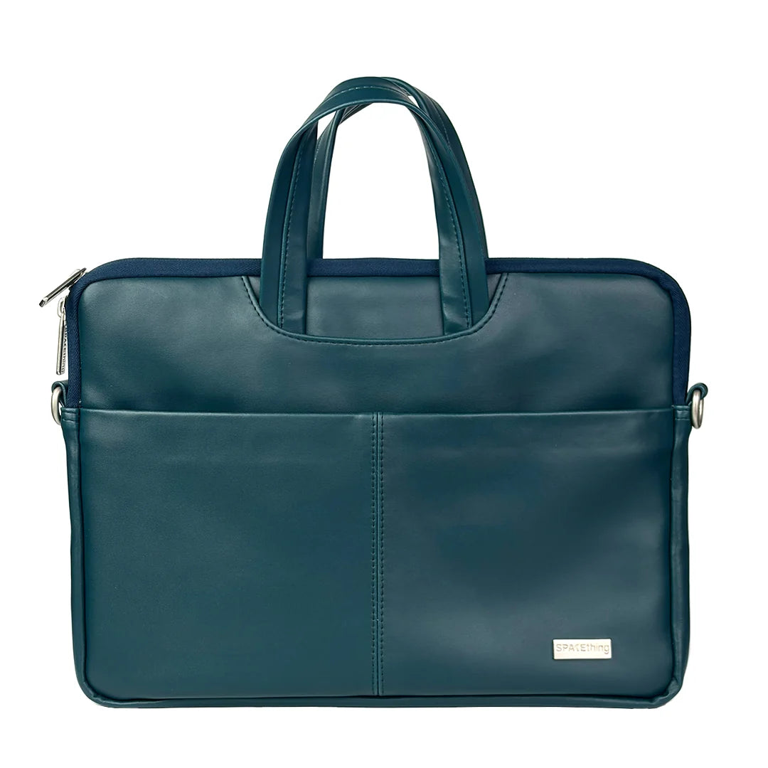 Spacething Helios Leather Laptop Bag With Free Tech Organiser Pouch | 13-14" Inches - Blue