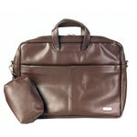 Spacething Helios Leather Laptop Bag With Free Tech Organiser Pouch | 13-14" Inches - Brown