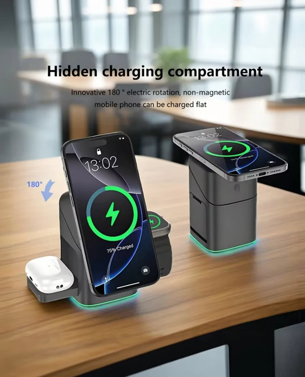 Auto Rotatable 3-in-1 Wireless Charging Station