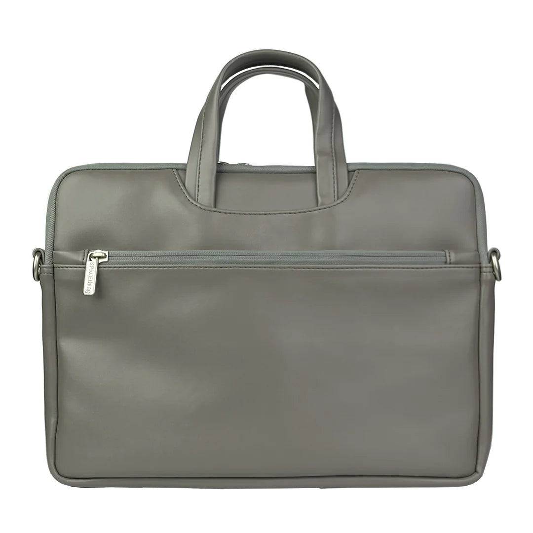 Spacething Helios Leather Laptop Bag With Free Tech Organiser Pouch | 13-14" Inches - Grey