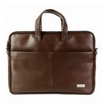 Spacething Helios Leather Laptop Bag With Free Tech Organiser Pouch | 13-14" Inches - Brown
